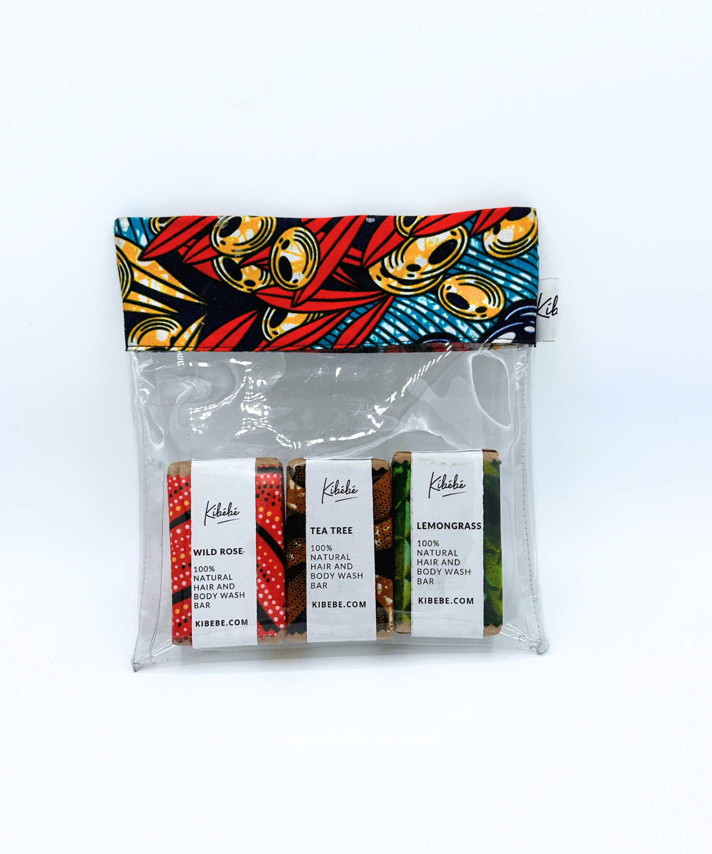 Klarer 1L Kunststoffbeutel mit traditioneller Stoffbordüre und Klett