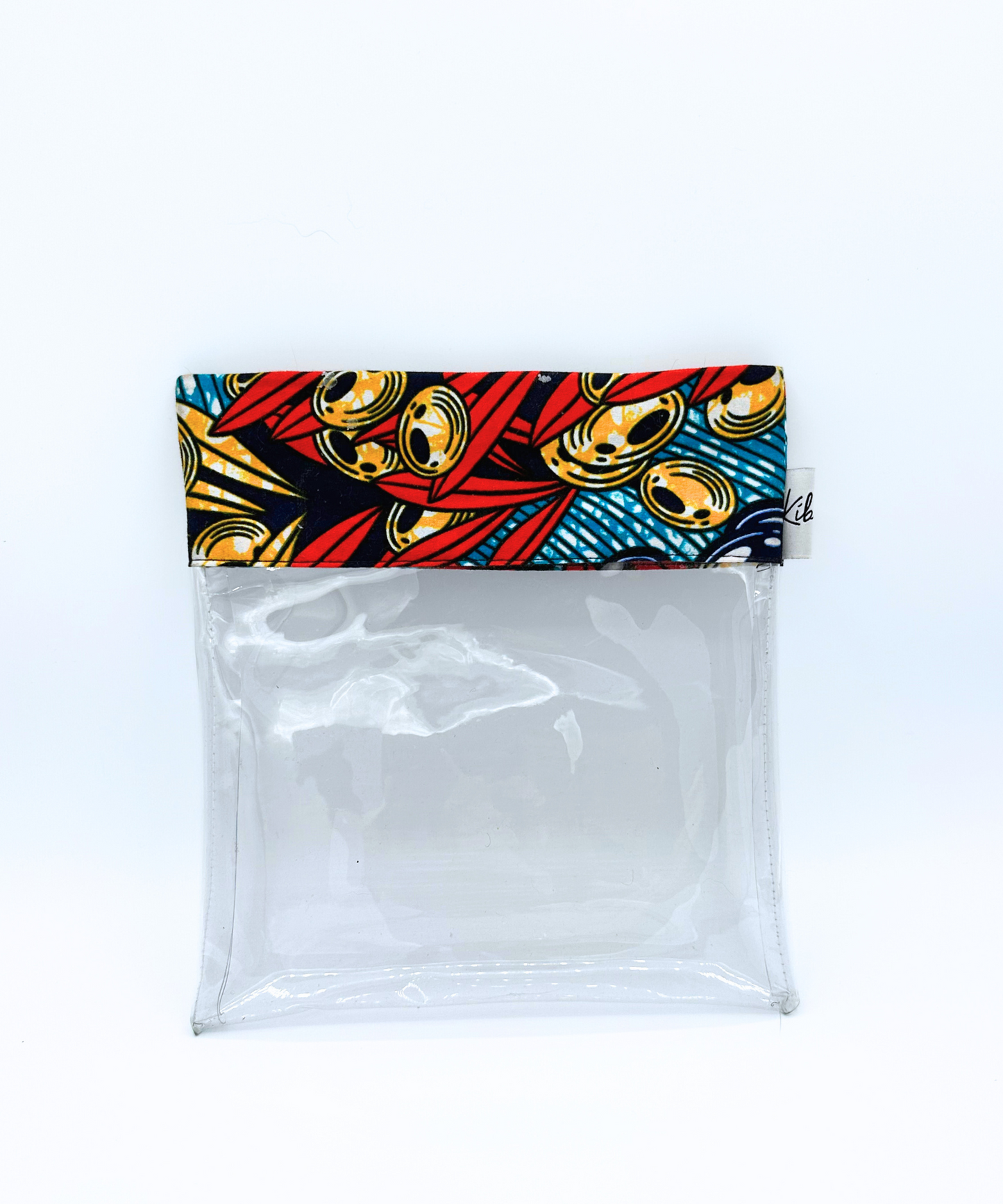 Klarer 1L Kunststoffbeutel mit traditioneller Stoffbordüre und Klett