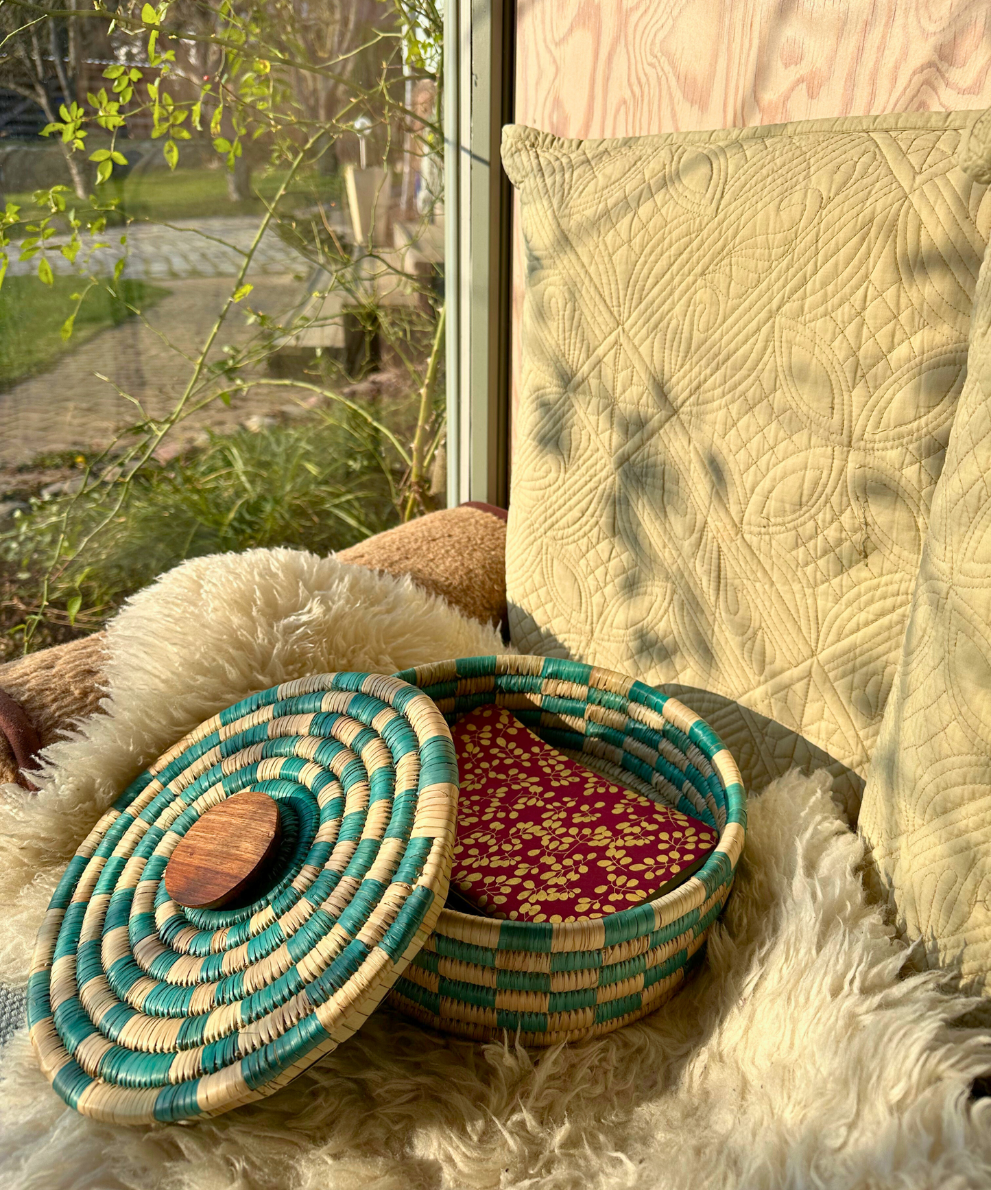 Hand-woven baskets made from natural resources