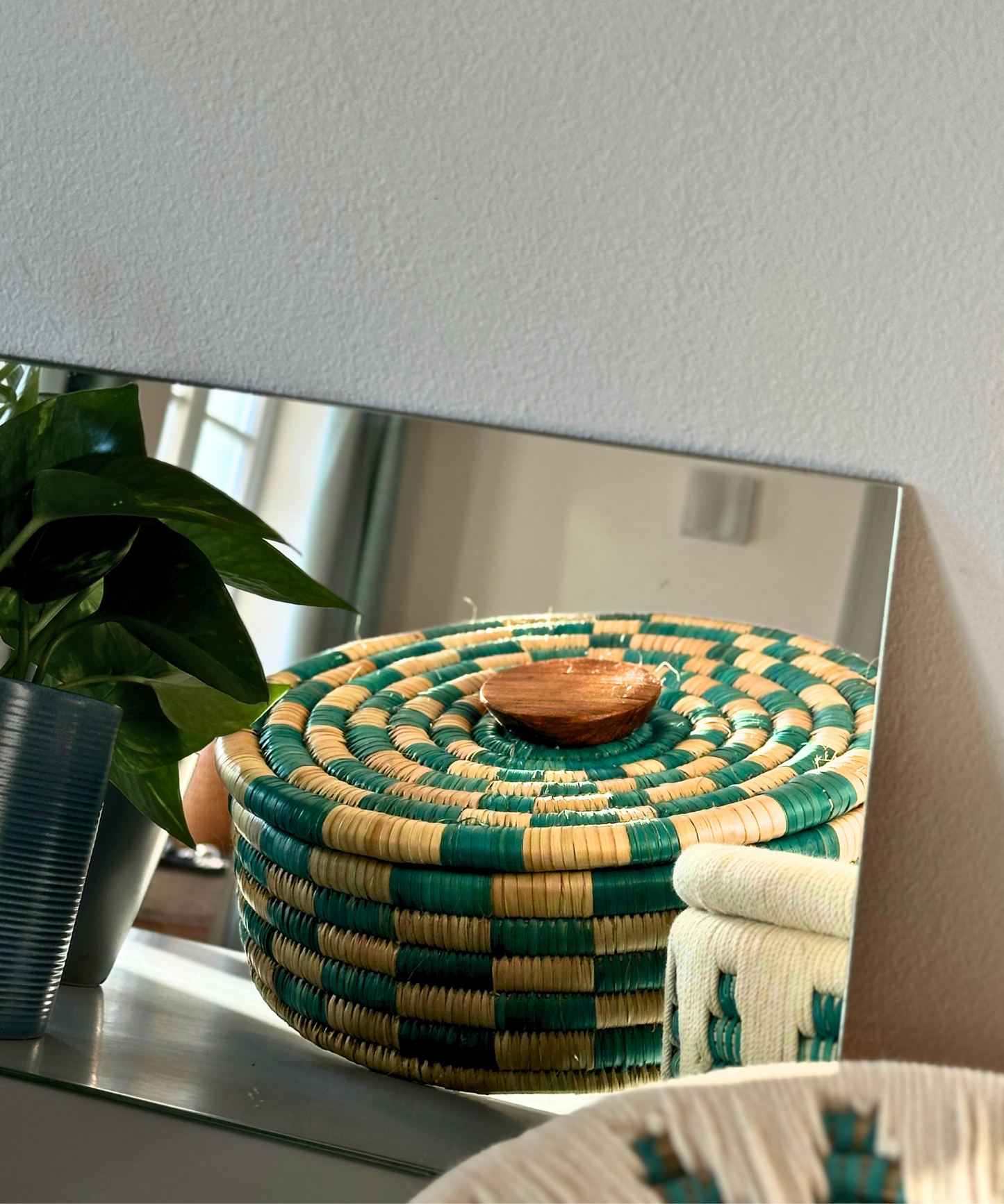 Hand-woven baskets made from natural resources