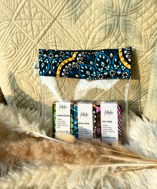 Wiederverwendbarer Kulturbeutel mit Chitenje-Bordüre