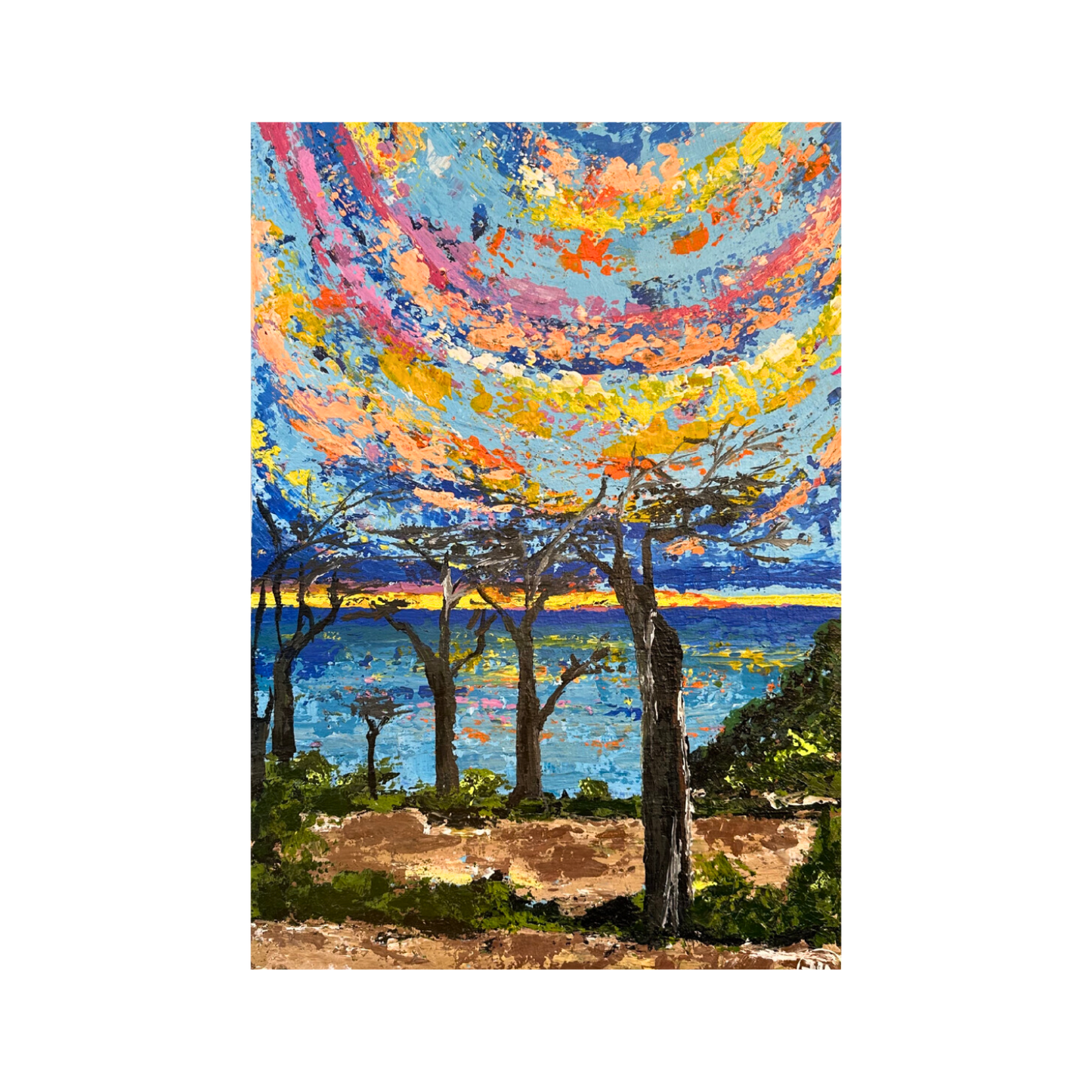 Expressionistische Kunst aus Malawi - Lanschaften auf Leinwand (A2)